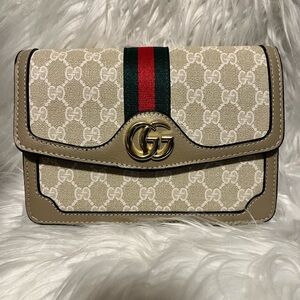 Beige and Red Stripe crossbody bag